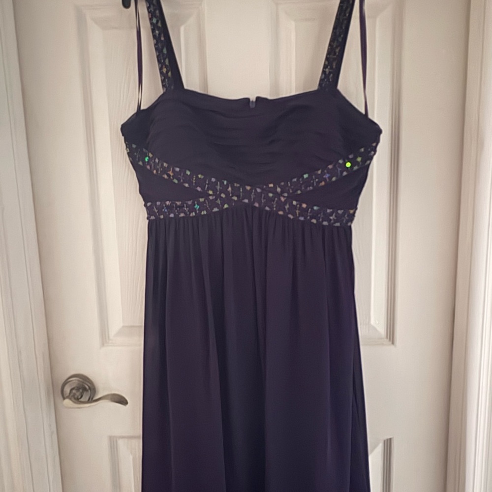Purple Embellished Pleated Dress